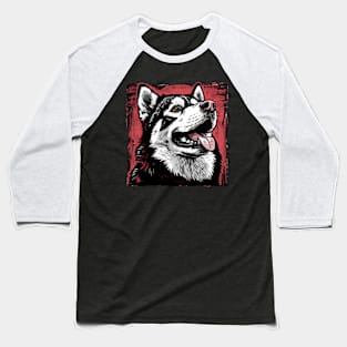 Retro Art Alaskan Malamute Dog Lover Baseball T-Shirt